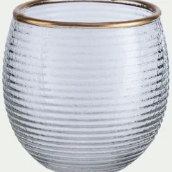 Photophore|Décoration De La Table De Noël*alinea Photophore strié en verre D9cm - Transparent