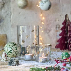 Décoration De La Table De Noël|Bougie Et Photophore De Noël*alinea Photophore étoilé en verre D7xH8cm - Transparent