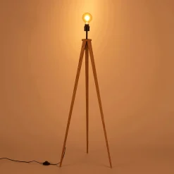 Pied De Lampadaire|Lampadaire Trépied*alinea Pied de lampadaire en métal effet bois - naturel H134,50cm Bois clair