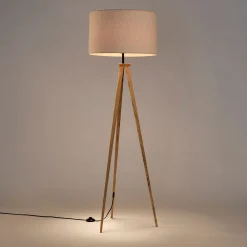 Pied De Lampadaire|Lampadaire Trépied*alinea Pied de lampadaire en métal effet bois - naturel H134,50cm Bois clair