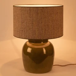 Pied De Lampe*alinea Pied de lampe électrifié en grès D28cm - Vert