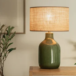 Lampe De Chevet|Lampe De Bureau*alinea Pied de lampe électrifié en grès D15,5cm - Vert