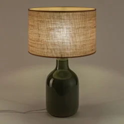 Lampe De Chevet|Lampe De Bureau*alinea Pied de lampe électrifié en grès D15,5cm - Vert