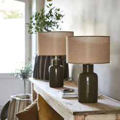 Lampe De Bureau|Pied De Lampe*alinea Pied de lampe électrifié en faïence - D13xH35cm Vert