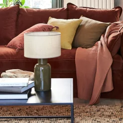 Lampe De Bureau|Pied De Lampe*alinea Pied de lampe électrifié en faïence - D13xH35cm Vert