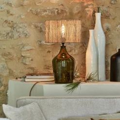 Pied De Lampe*alinea Pied de lampe électrifié en verre H40cm - Vert