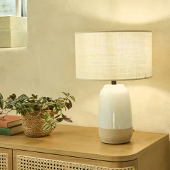 Pied De Lampe*alinea Pied de lampe électrifié en grès D13cm - Blanc