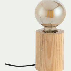Lampe De Chevet|Pied De Lampe*alinea Pied de lampe électrifié en bois de chêne - H12,5cm Bois clair