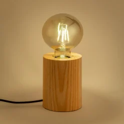 Lampe De Chevet|Pied De Lampe*alinea Pied de lampe électrifié en bois de chêne - H12,5cm Bois clair