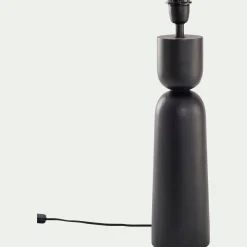 Pied De Lampe*alinea Pied de lampe électrifié en bois de manguier H55cm - Noir