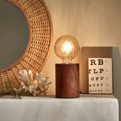 Lampe De Chevet|Pied De Lampe*alinea Pied de lampe électrifiée en bois de châtaignier - H12,5cm Bois foncé