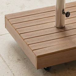 Pieds De Parasol*alinea Pied de parasol en béton et bois 36kg - naturel