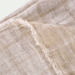 Plaid*alinea Plaid à carreaux en lin lavé 130x170cm - Beige