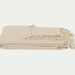 Plaid*alinea Plaid à franges en coton - 130x170cm Beige