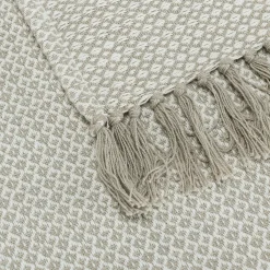 Plaid*alinea Plaid à franges et motifs en coton - 130x170cm Beige