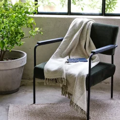 Plaid*alinea Plaid à franges et motifs en coton - 130x170cm Beige