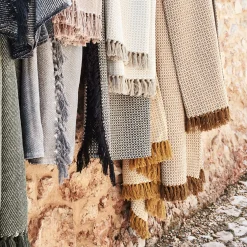 Plaid*alinea Plaid à franges et motifs en coton - 130x170cm Beige