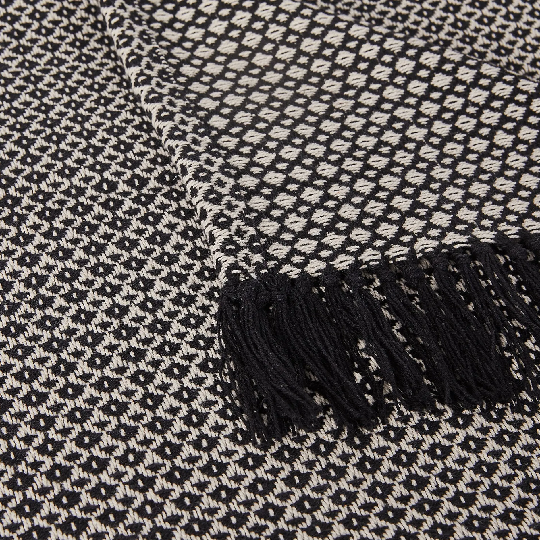 Plaid*alinea Plaid à franges et motifs en coton - 130x170cm Noir