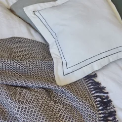 Plaid*alinea Plaid à franges et motifs en coton - 130x170cm Noir