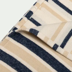 Plaid*alinea Plaid en coton à rayures finition franges 127x170cm - Bleu