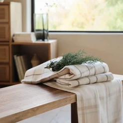 Plaid*alinea Plaid en coton et laine motif tartan finition franges 180x230cm - écru Blanc