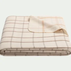 Plaid*alinea Plaid en coton et laine motif tartan finition franges 180x230cm - écru Blanc