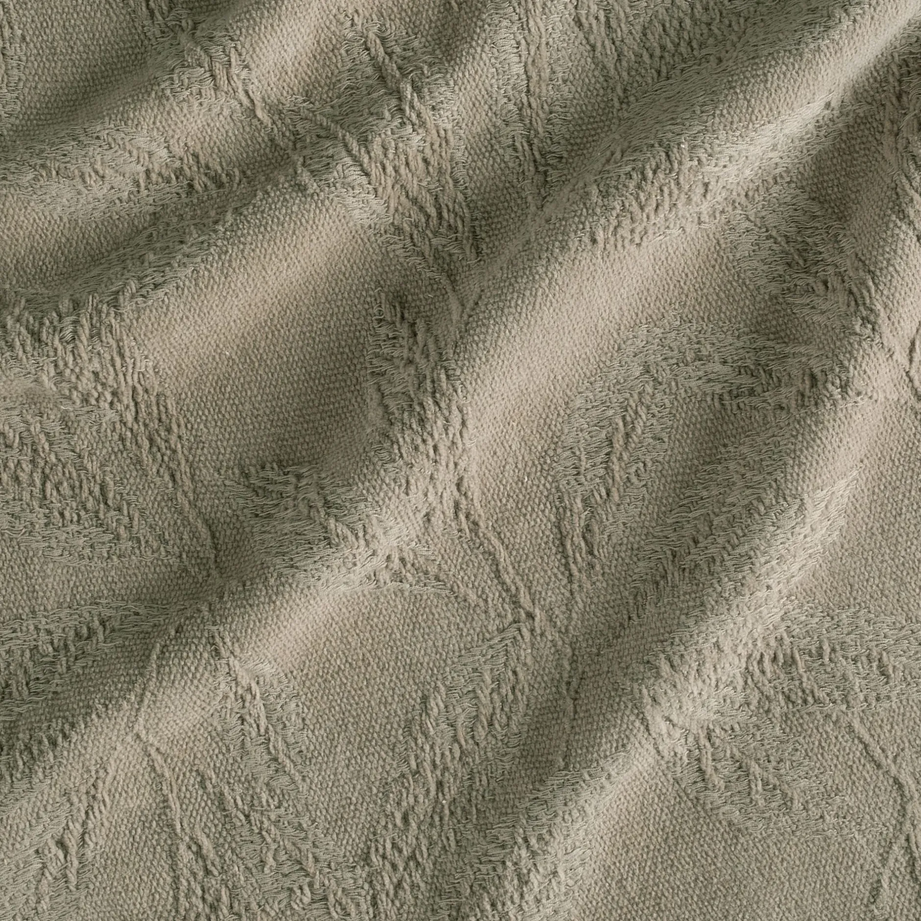 Plaid*alinea Plaid en coton motif végétal finition franges 130x170cm - Vert