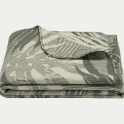 Plaid*alinea Plaid en laine à motif végétal finition point de cheval 125x170cm - Vert