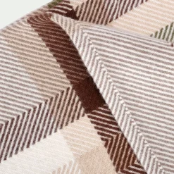 Plaid*alinea Plaid en laine et coton à carreaux finition franges 170x127cm - Marron