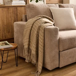 Plaid*alinea Plaid en laine recyclée à carreaux finition franges 130x170cm - Marron