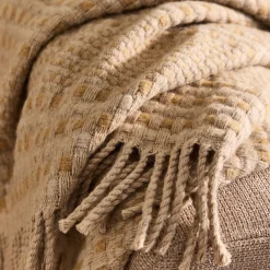 Plaid*alinea Plaid en laine recyclée à carreaux finition franges 130x170cm - Marron