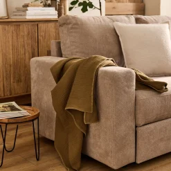 Plaid*alinea Plaid en triple gaze de coton finition point de cheval 130x170cm - Vert