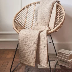 Plaid*alinea Plaid matelassé en coton motif pois finition surpiqure 130x170cm - Beige