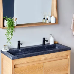 Rangement De Salle De Bain|Vasque Salle De Bain*alinea Plan vasque 120cm en terrazzo Noir