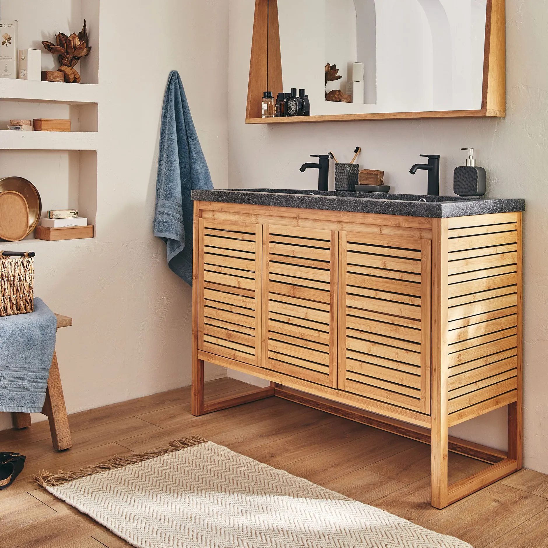 Rangement De Salle De Bain|Vasque Salle De Bain*alinea Plan vasque 120cm en terrazzo Noir