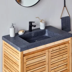 Vasque Salle De Bain|Rangement De Salle De Bain*alinea Plan vasque en pierre reconstituée L80cm Noir