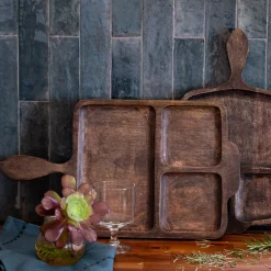 Plateau|Plat De Service Et Saladier*alinea Planche de présentation en bois de manguier L43,5cm - Marron