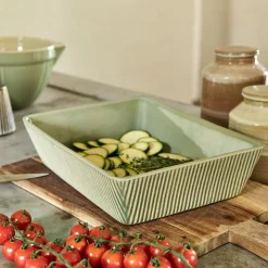 Bocal De Cuisine|Plat À Four*alinea Plat à four individuel en grès strié L31cm - Vert