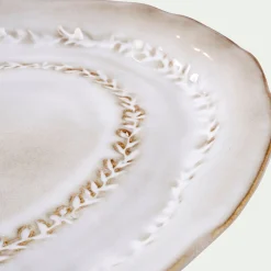 Plat De Service Et Saladier|Assiette De Noël*alinea Plat de présentation ovale à motif végétal en grès L40cm - alpilles Beige