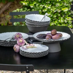 Plat De Service Et Saladier|Assiette De Noël*alinea Plat de présentation sur pied en grès D28cm - Noir