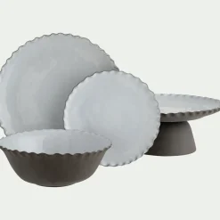 Plat De Service Et Saladier|Assiette De Noël*alinea Plat de présentation sur pied en grès D28cm - Noir