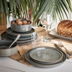 Plat De Service Et Saladier|Assiette De Noël*alinea Plat en grès émail réactif L35cm - olivier Vert