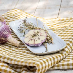 Plat De Service Et Saladier*alinea Plat ovale en grès avec liseré beige L31cm - ventoux Blanc