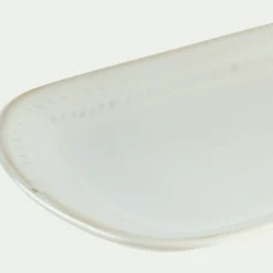 Plat De Service Et Saladier*alinea Plat ovale en grès avec liseré beige L31cm - ventoux Blanc