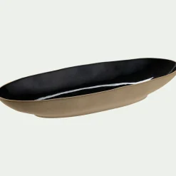 Plat De Service Et Saladier*alinea Plat ovale en grès recyclé L33cm - Noir