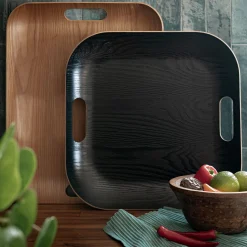 Plateau*alinea Plateau carré en bois L39xl39cm - Noir