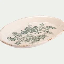 Décoration À Poser*alinea Plateau déco en céramique motif fleuri 24,8x18cm - Blanc