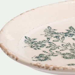 Décoration À Poser*alinea Plateau déco en céramique motif fleuri 24,8x18cm - Blanc