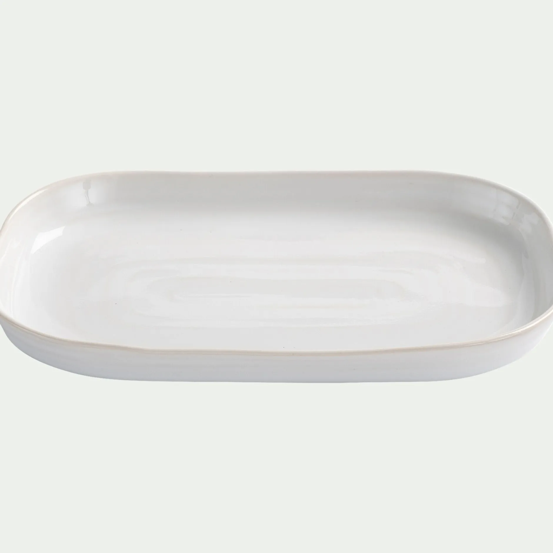 Décoration À Poser*alinea Plateau décoratif en grès 12x20cm - Blanc