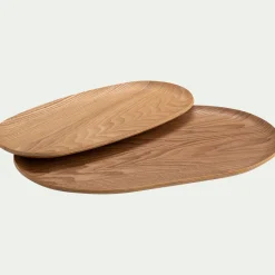 Décoration À Poser*alinea Plateau décoratif ovale en bois de saule 25x40cm - Bois clair